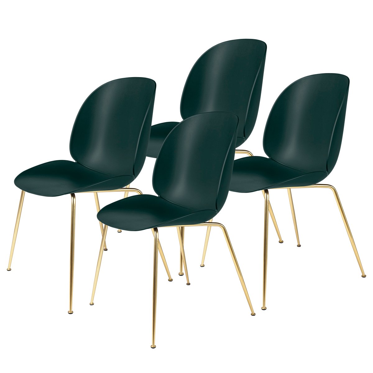 GUBI Beetle chair brass legs 4-pack dark green