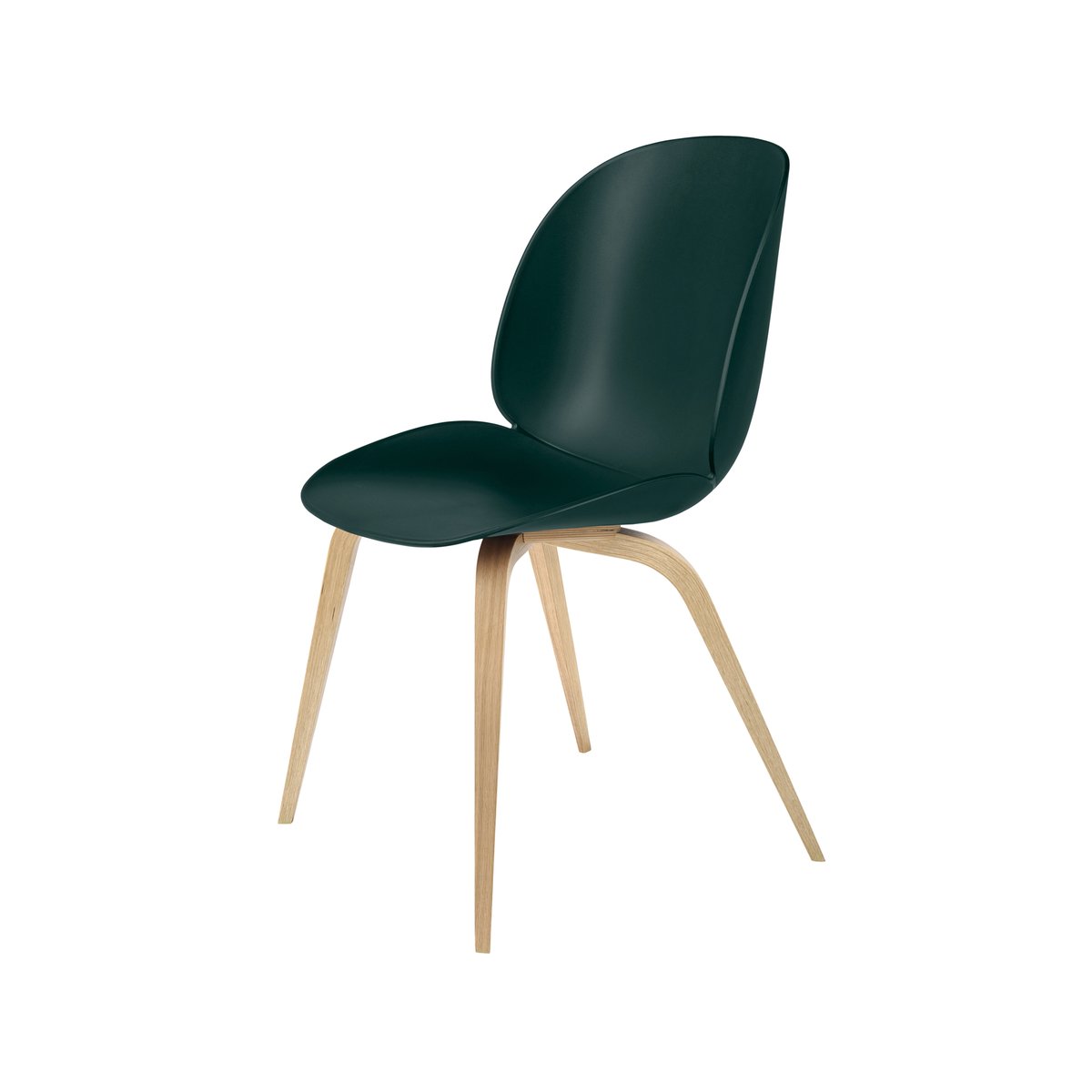 GUBI Beetle chair Dark green-matte lacquered oak legs