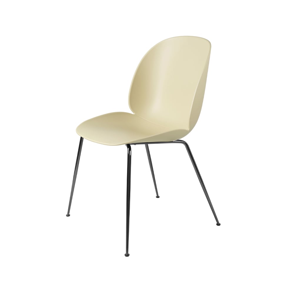 GUBI Beetle chair Pastel green, black chromed steel legs