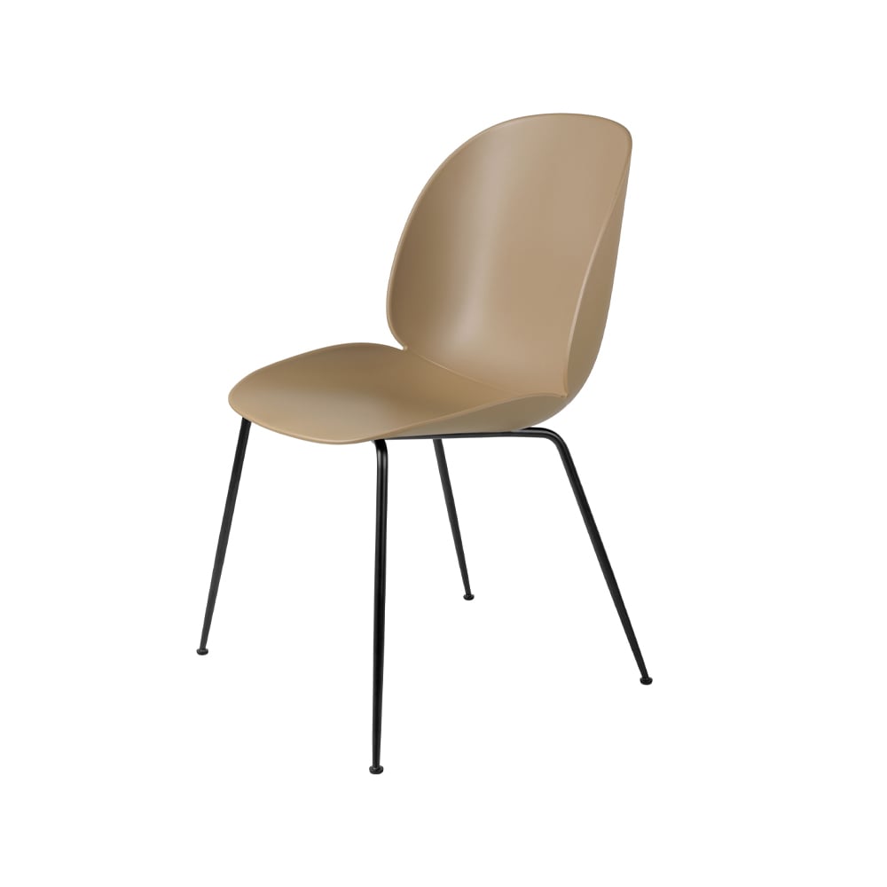 GUBI Beetle chair Pebble brown, black steel legs