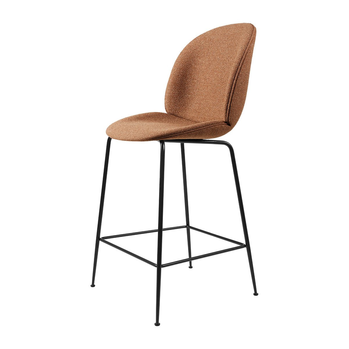 GUBI Beetle counter chair - upholstered bar stool - low Around bouclé 032-black