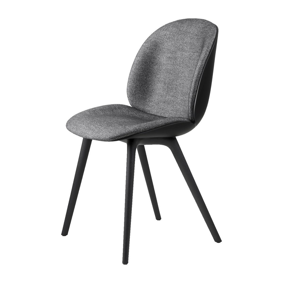 GUBI Beetle dining chair - upholstered front, plastic base Plain 0023-black