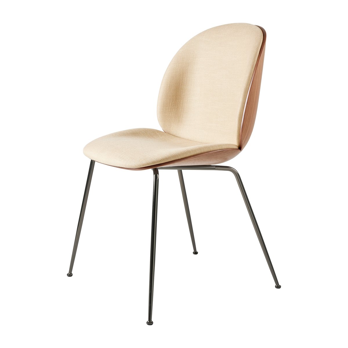 GUBI Beetle upholstered chair walnut Black-chrome-flair 134