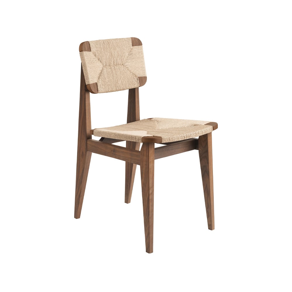 GUBI C-Chair chair American walnut, natural braided seat and back