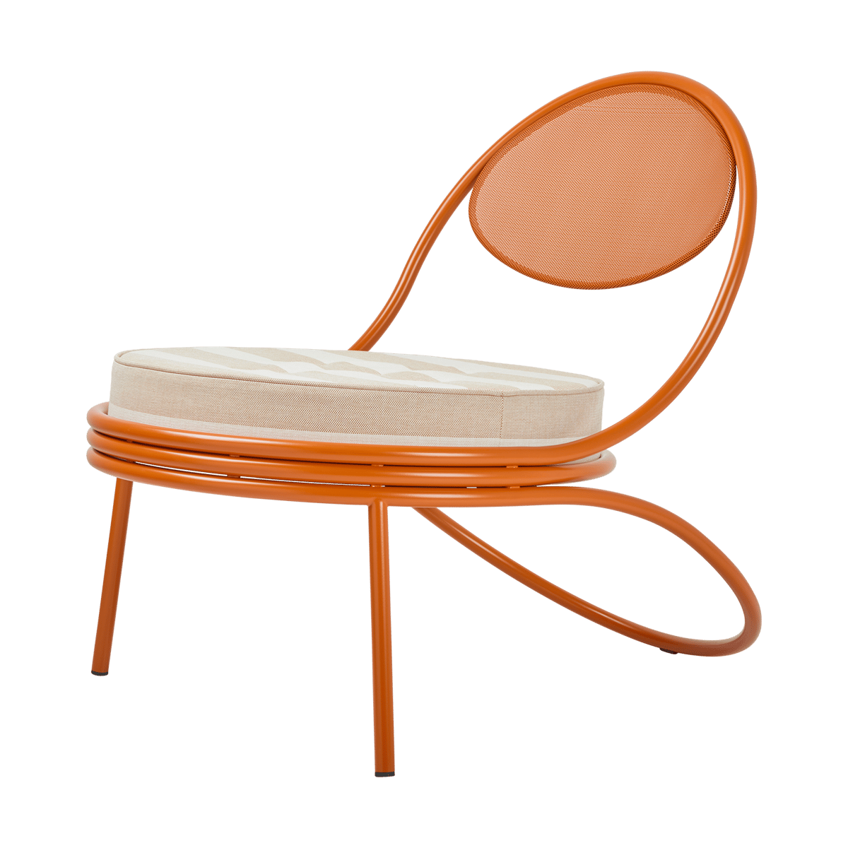 GUBI Copacabana Outdoor Lounge Chair upholstered seat Leslie stripe limonta 040-international orange