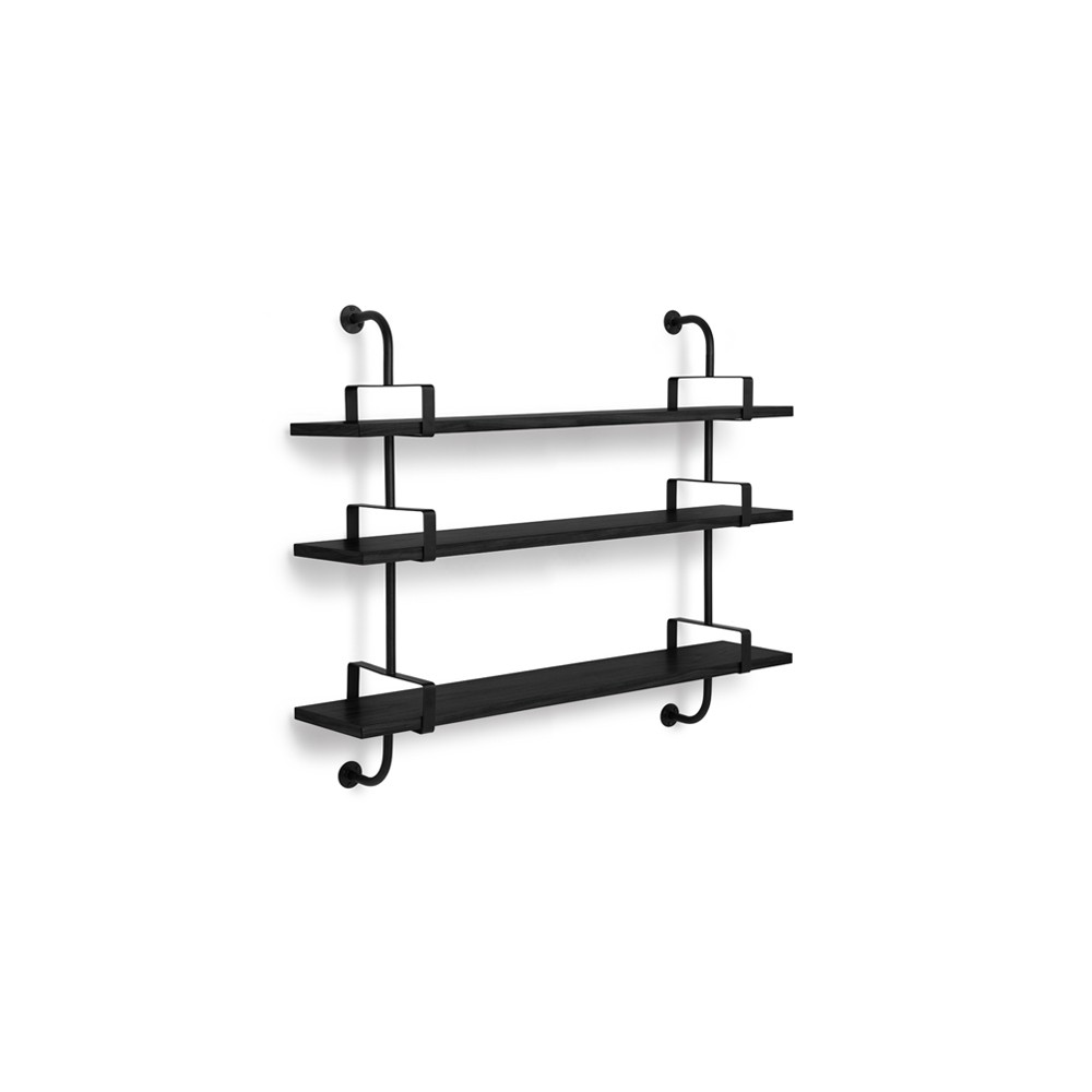 GUBI Demon wall shelf 3 levels Black stained ash, 155 cm