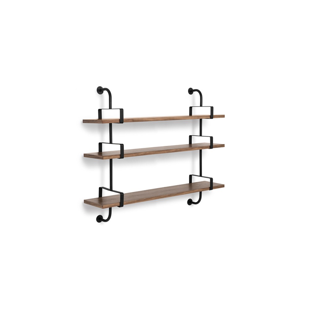 GUBI Demon wall shelf 3 levels Walnut, 155 cm