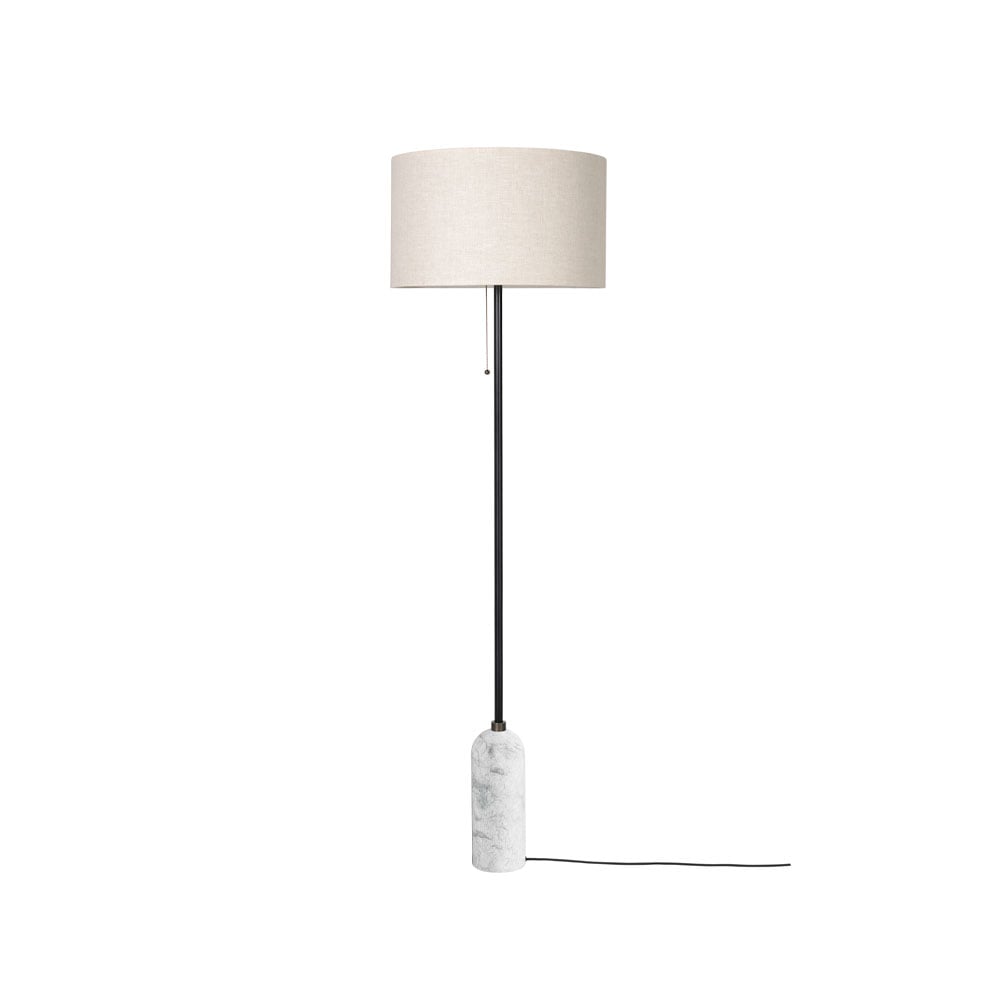 GUBI Gravity floor lamp White marble/canvas