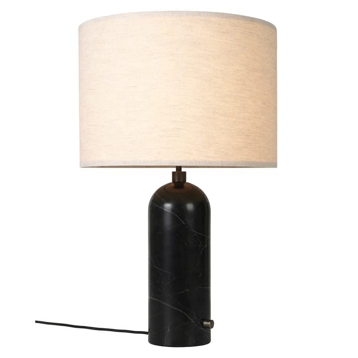 Gravity L table lamp, black marble-canvas GUBI