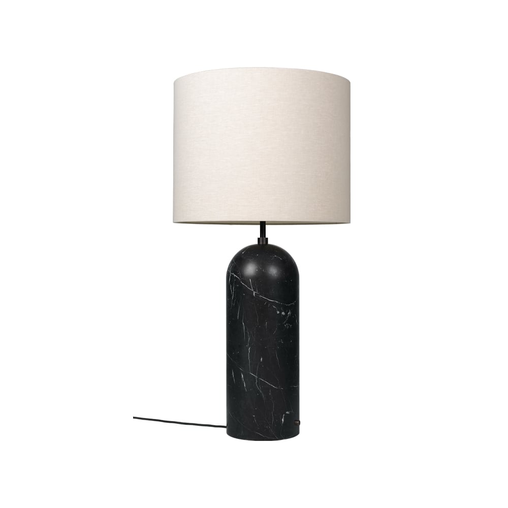 GUBI Gravity XL floor lamp Black marble/canvas, low