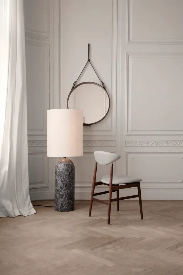 Gravity XL floor lamp, Grey marble/canvas, high GUBI