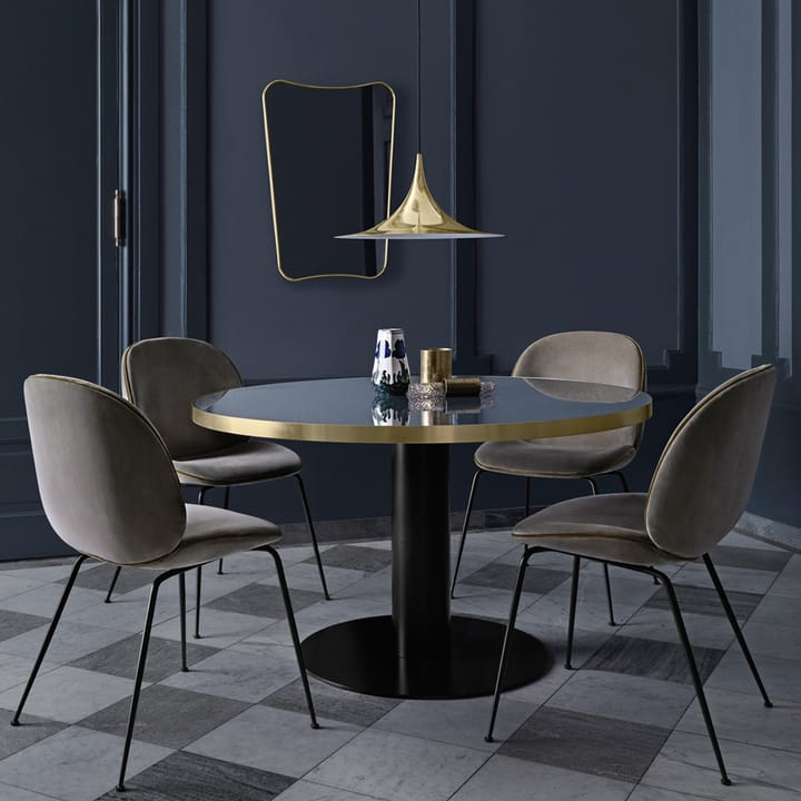 Gubi 2.0 dining table, Marble black. ø130. black stand GUBI