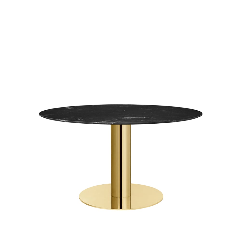 GUBI Gubi 2.0 dining table Marble black. ø130. brass stand