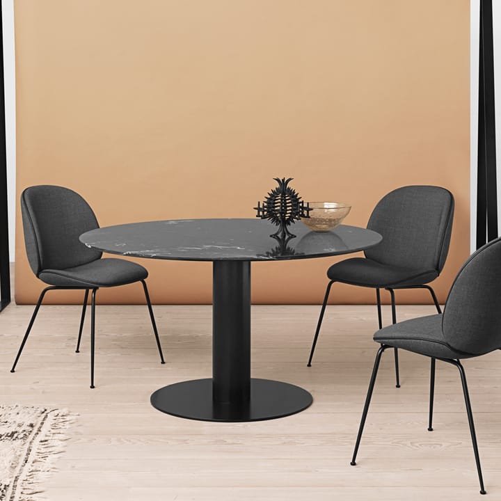 Gubi 2.0 dining table, Marble black. ø150. black stand GUBI