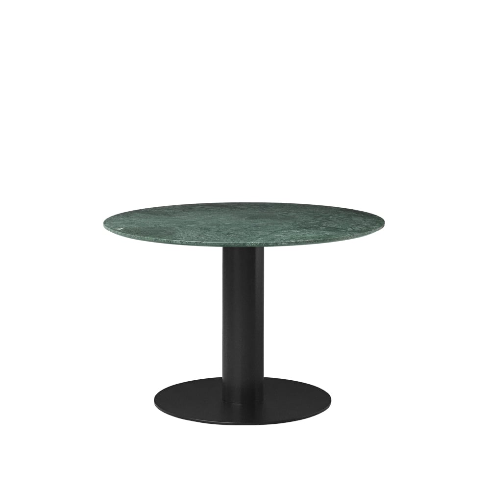 GUBI Gubi 2.0 dining table Marble green. ø110. black stand