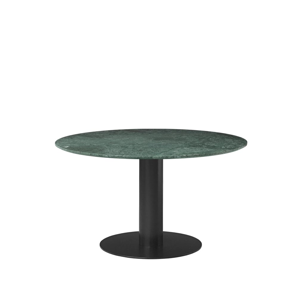 GUBI Gubi 2.0 dining table Marble green. ø130. black stand