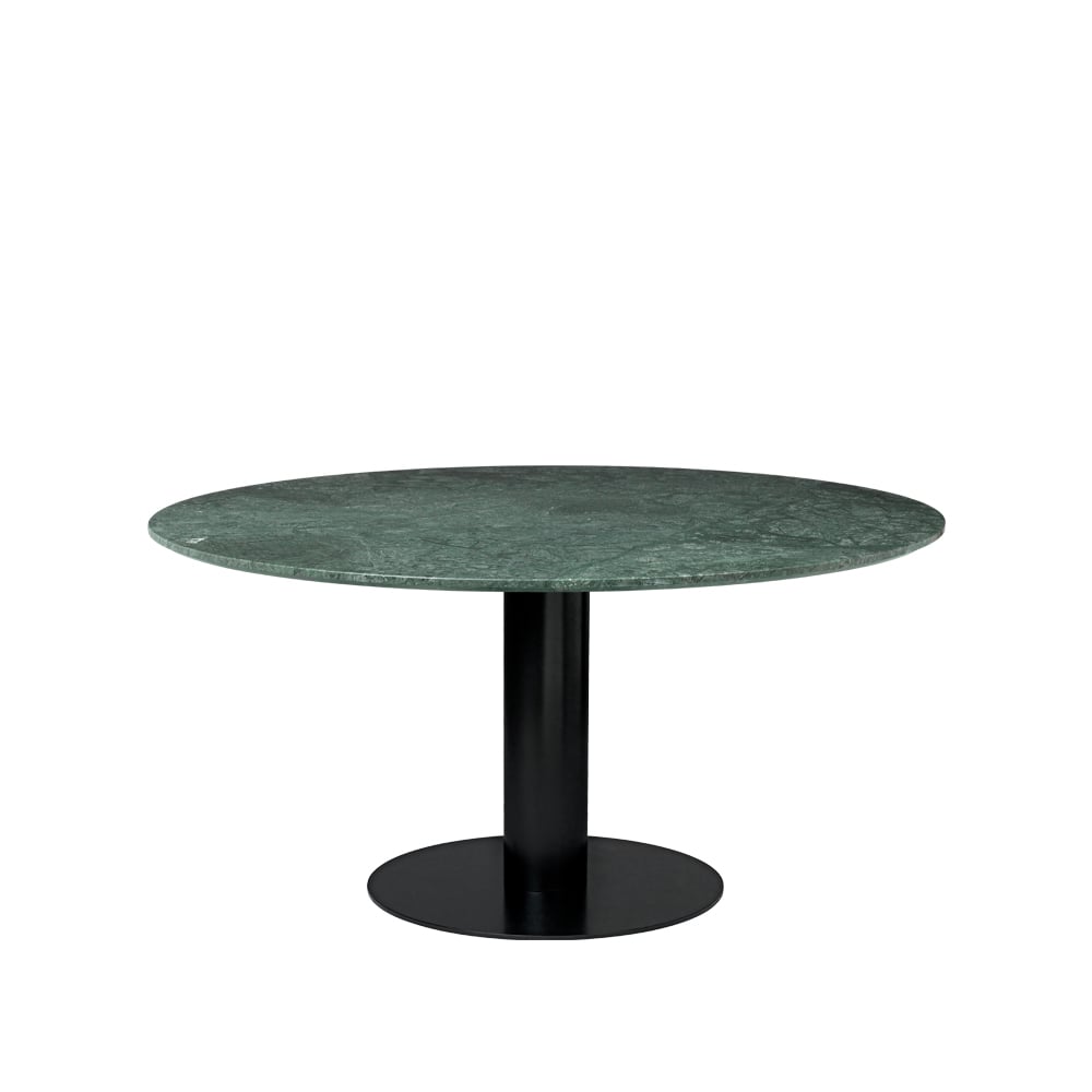 GUBI Gubi 2.0 dining table Marble green. ø150. black stand