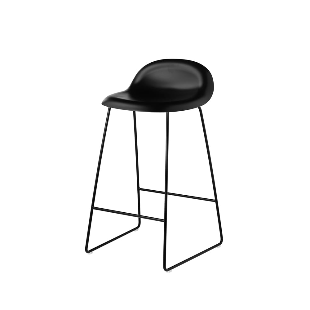 GUBI Gubi 3D barstool low Black, black steel sled base