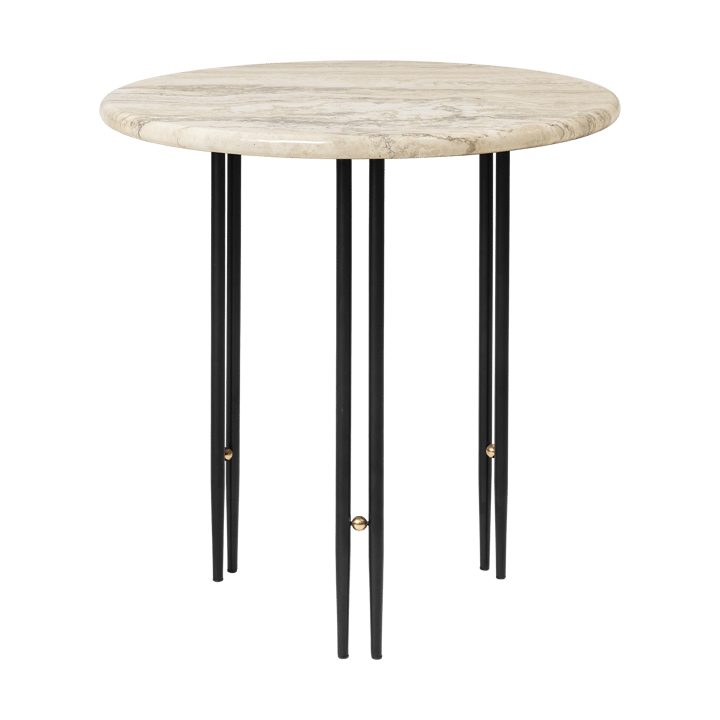 IOI coffee table Ø50 cm - Black-brass-rippled beige - GUBI