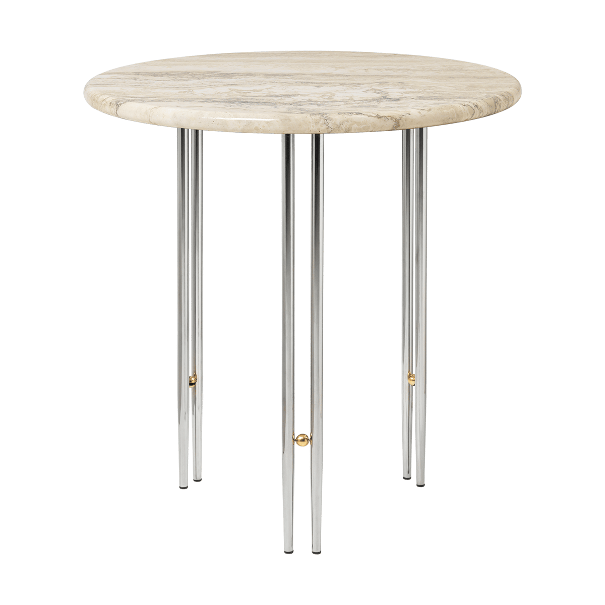 GUBI IOI coffee table Ø50 cm Chrome-brass-rippled beige