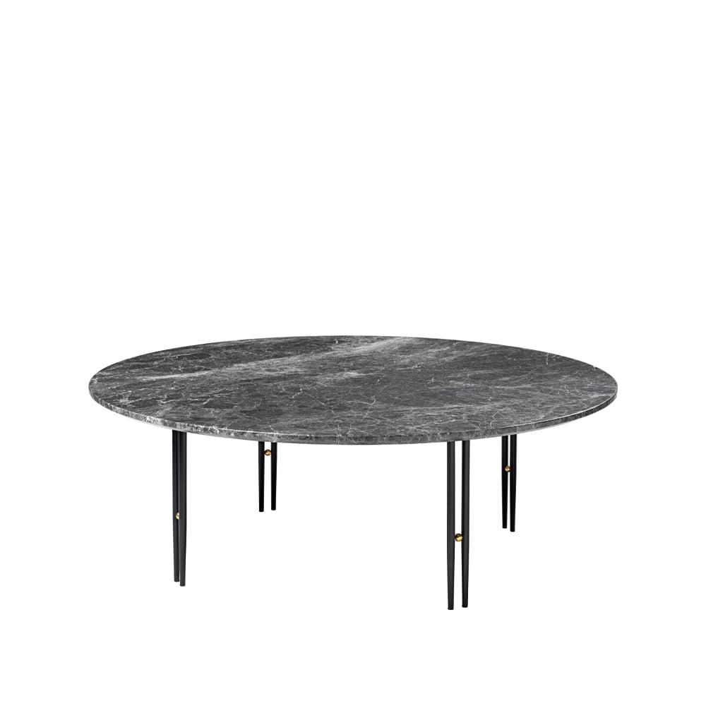 GUBI IOI coffee table Grey emperador marble, ø110, black base