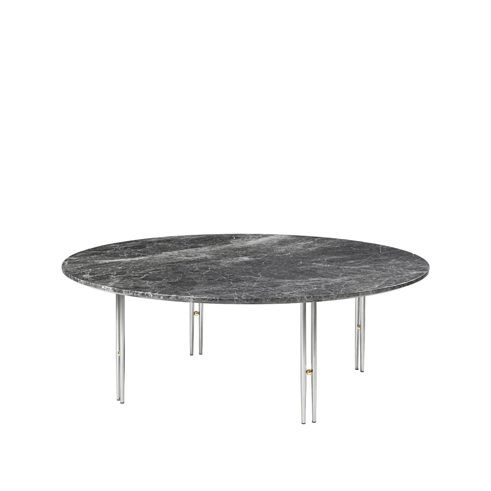 GUBI IOI coffee table Grey emperador marble, ø110, chrome base