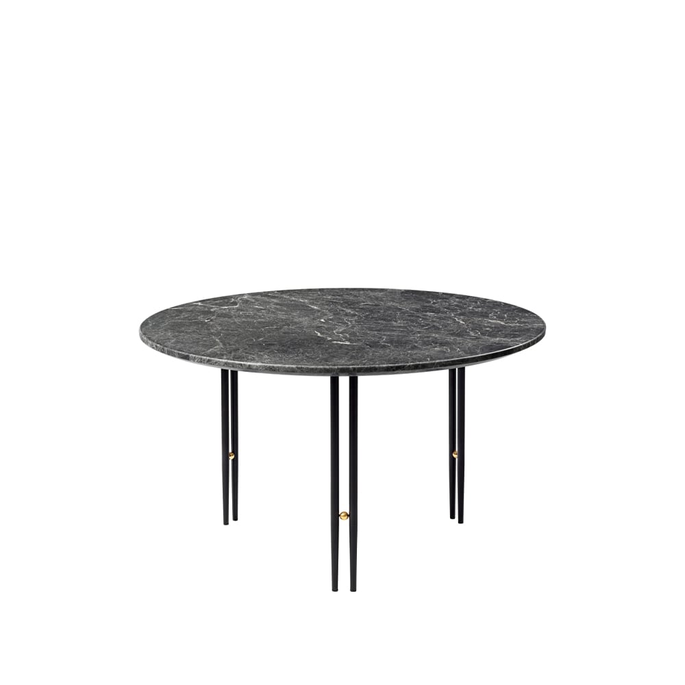 GUBI IOI coffee table Grey emperador marble, ø70, black base