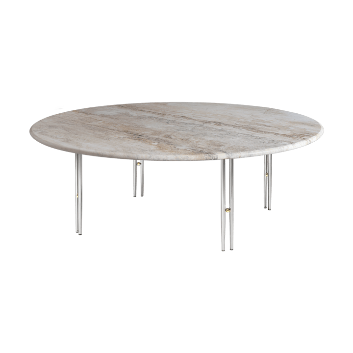 IOI coffee table - Rippled beige-chrome stand Ø100 cm - GUBI