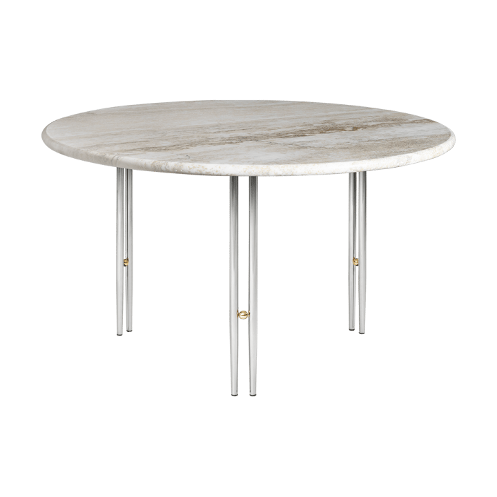 IOI coffee table - Rippled beige-chrome stand Ø70 cm - GUBI