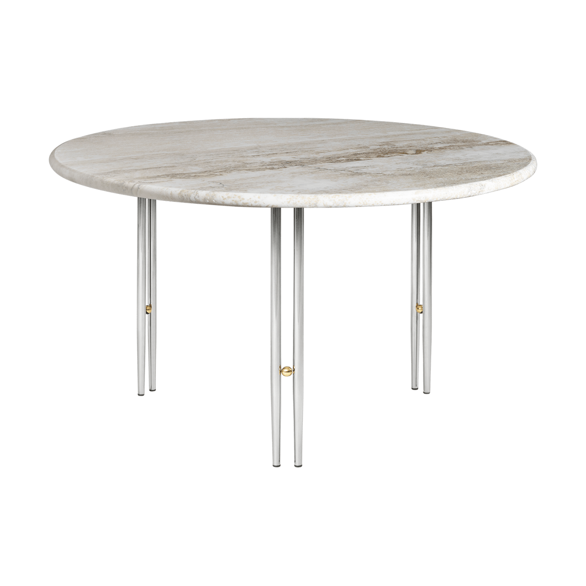 GUBI IOI coffee table Rippled beige-chrome stand Ø70 cm