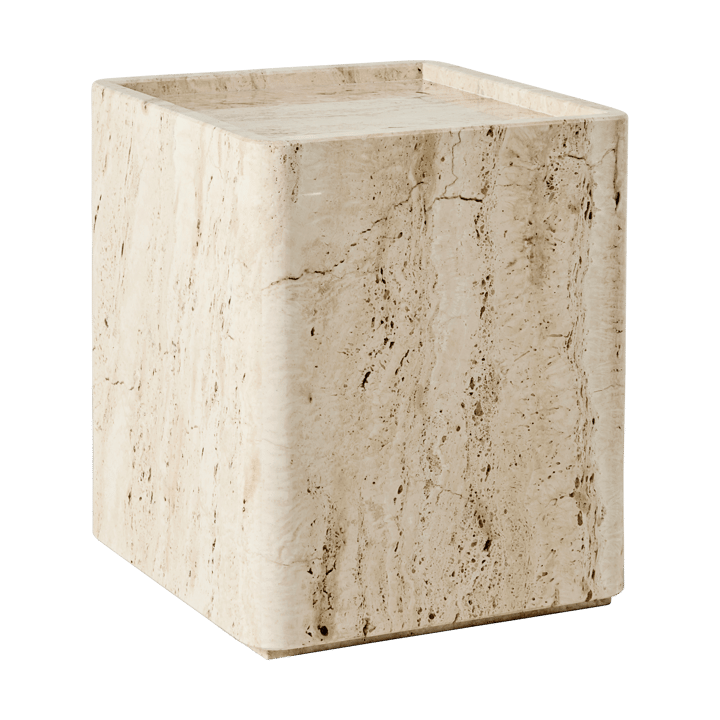 Pietra side table 33x33x40 cm - Neutral white travertine - GUBI