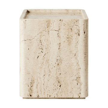 Pietra side table 33x33x40 cm - Neutral white travertine - GUBI