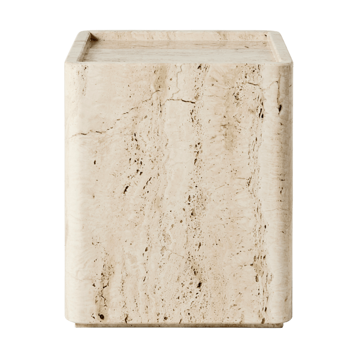 Pietra side table 33x33x40 cm, Neutral white travertine GUBI