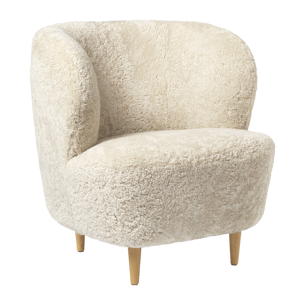 GUBI Stay lounge chair - small Sheep skin - Moonlight-lackad oak