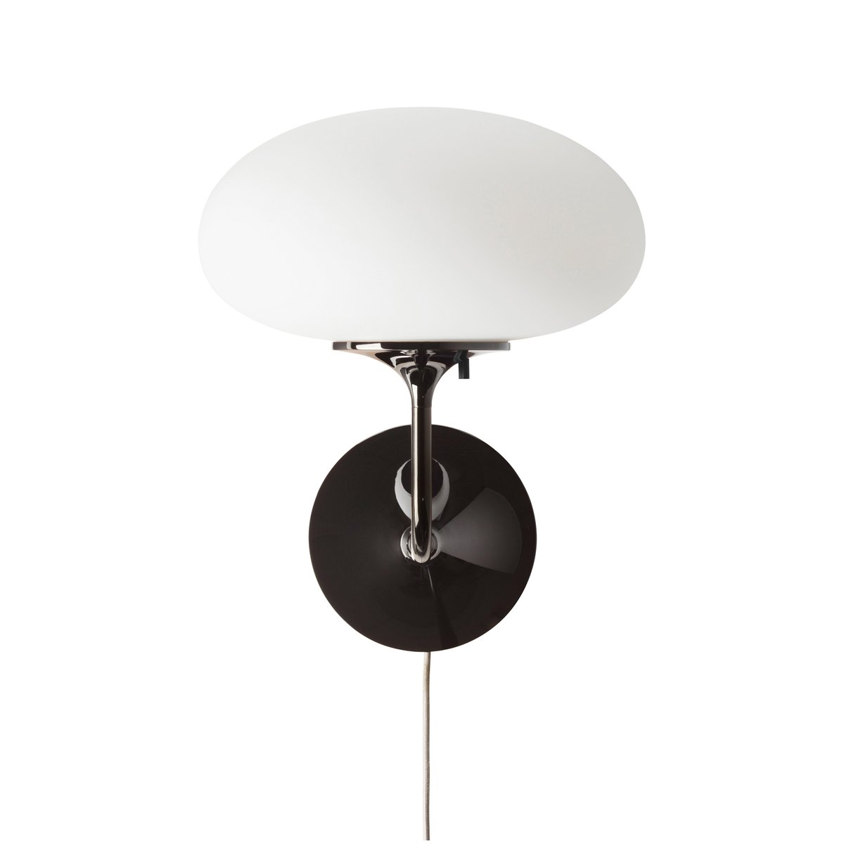 GUBI Stemlite wall lamp Black chrome-frosted glass