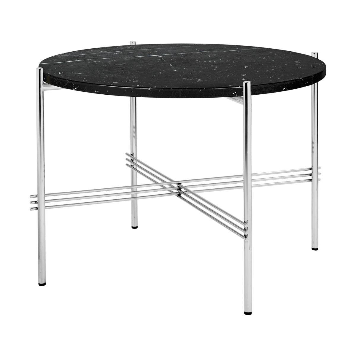 GUBI TS coffee table polished steel Ø55 Black marquina marble