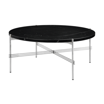 TS coffee table polished steel Ø80 - Black marquina marble - GUBI