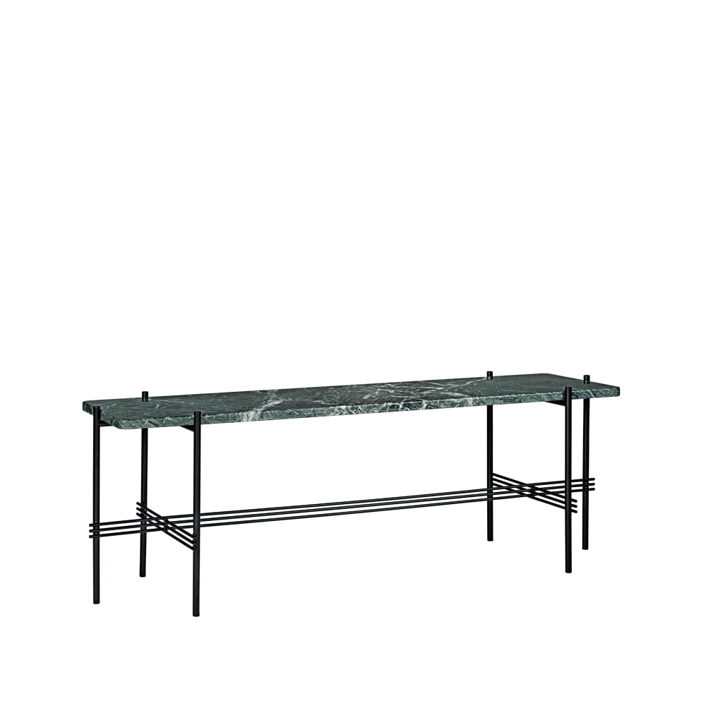 GUBI TS Console 1 console table Marble green, black lacquered stand