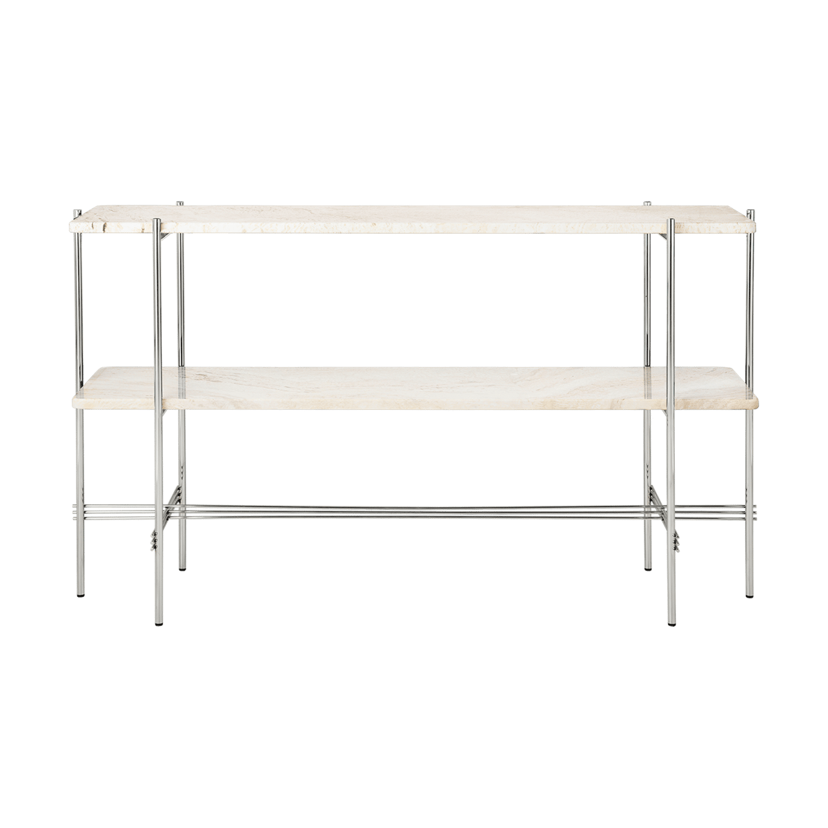 GUBI TS Console table 120x30x72 cm Neutral white travertine steel