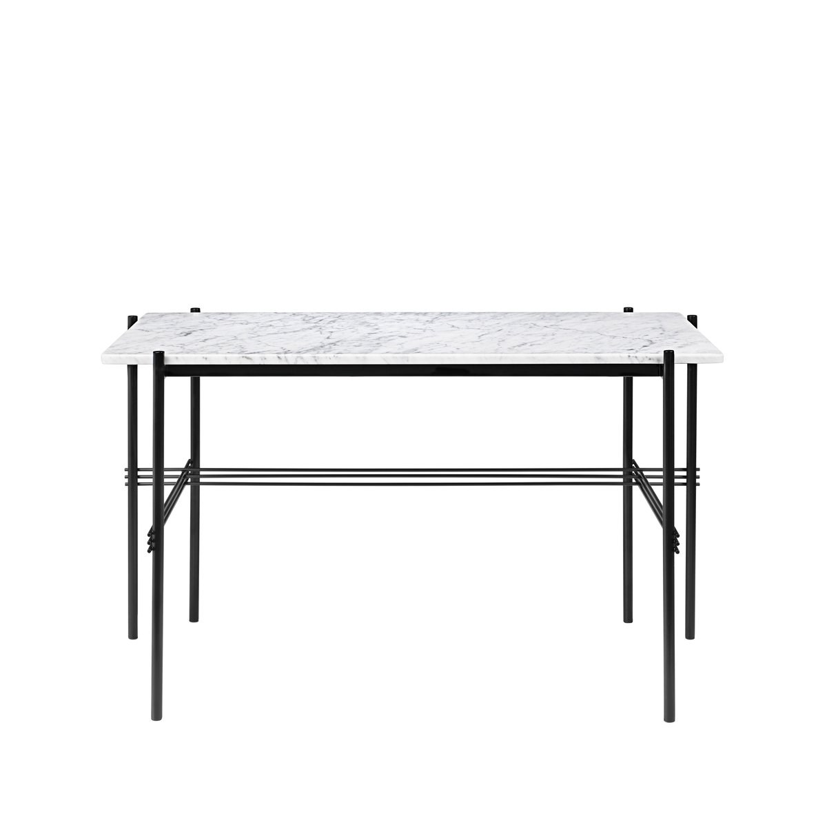 GUBI TS Desk Marble white, black lacquered steel