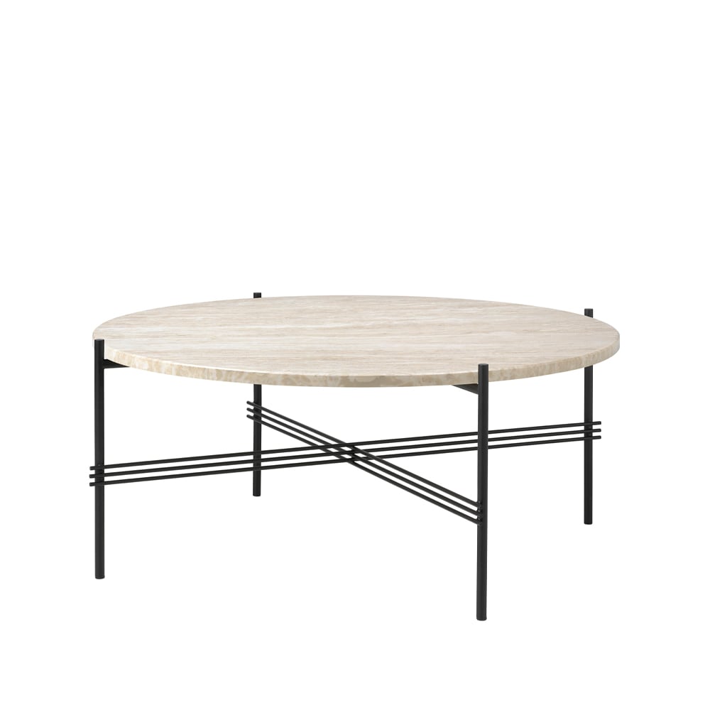 GUBI TS Outdoor coffee table White travertine - black