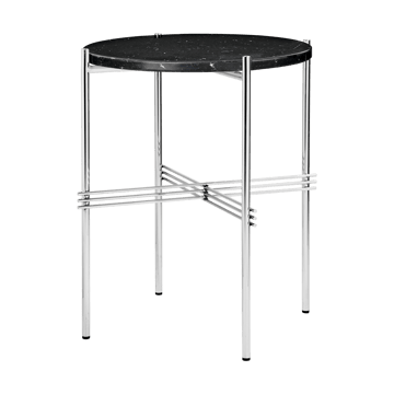 TS side table polished steel Ø40 - Black marquina marble - GUBI