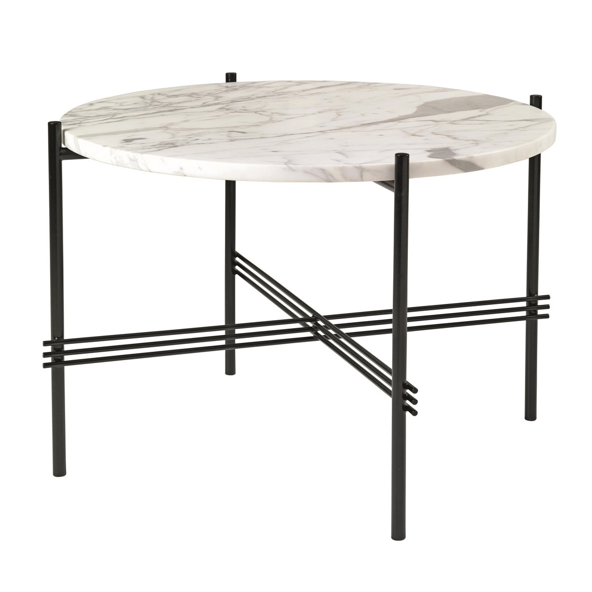 GUBI Ts sofa table black legs O 55 Cm White marble