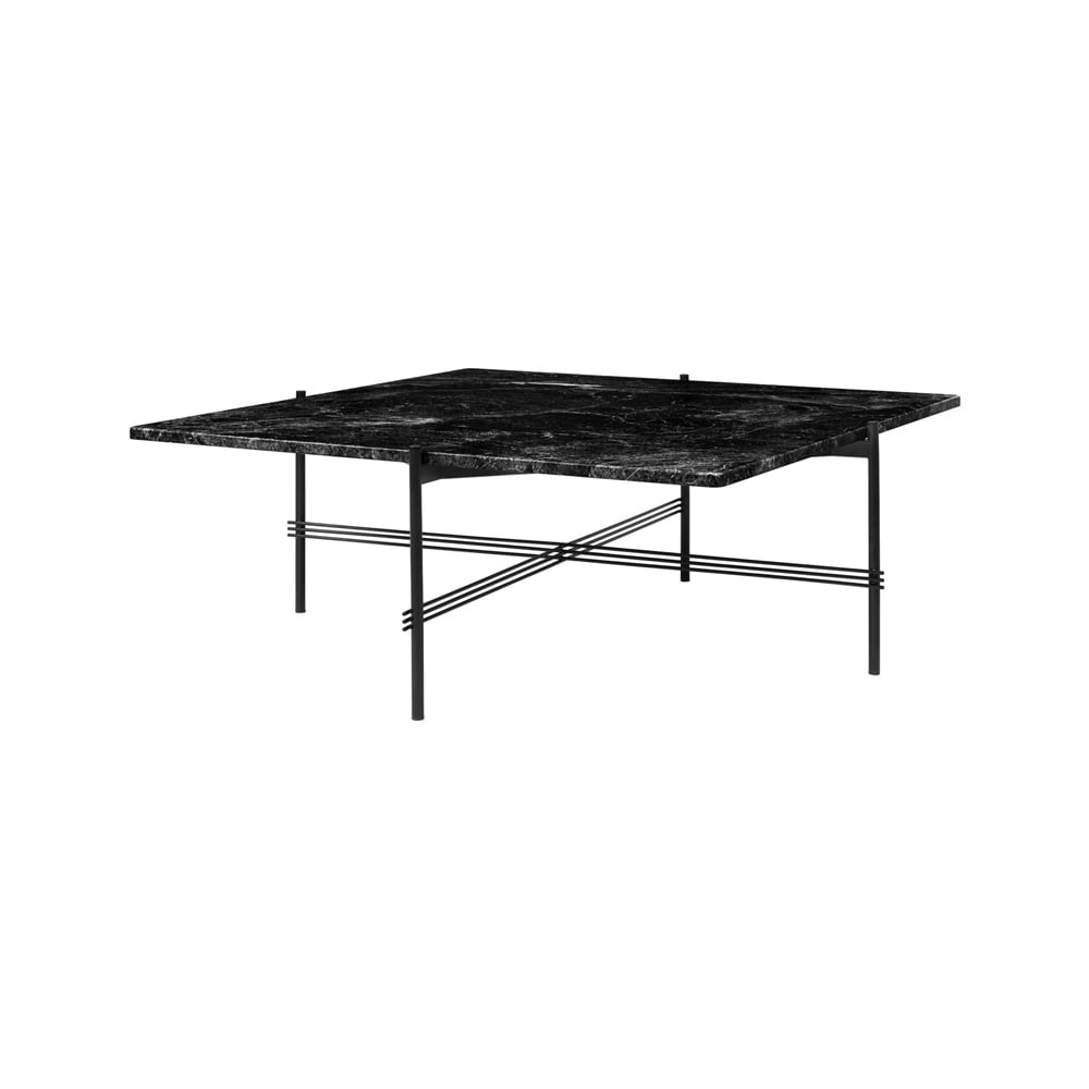 GUBI TS Square coffee table Black marquina marble, 105x105 cm, black legs