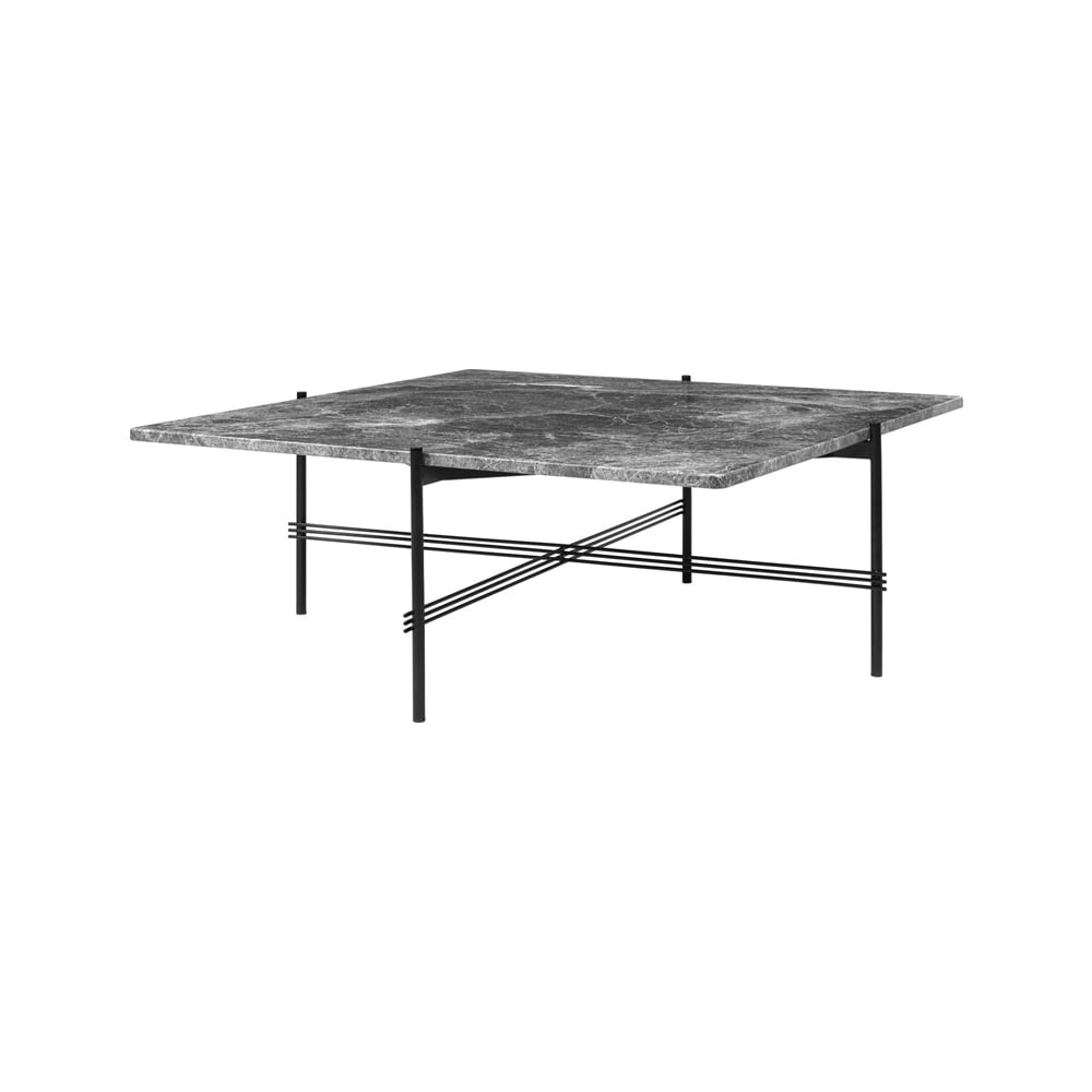 GUBI TS Square coffee table Grey emperador marble, 105x105 cm, black legs