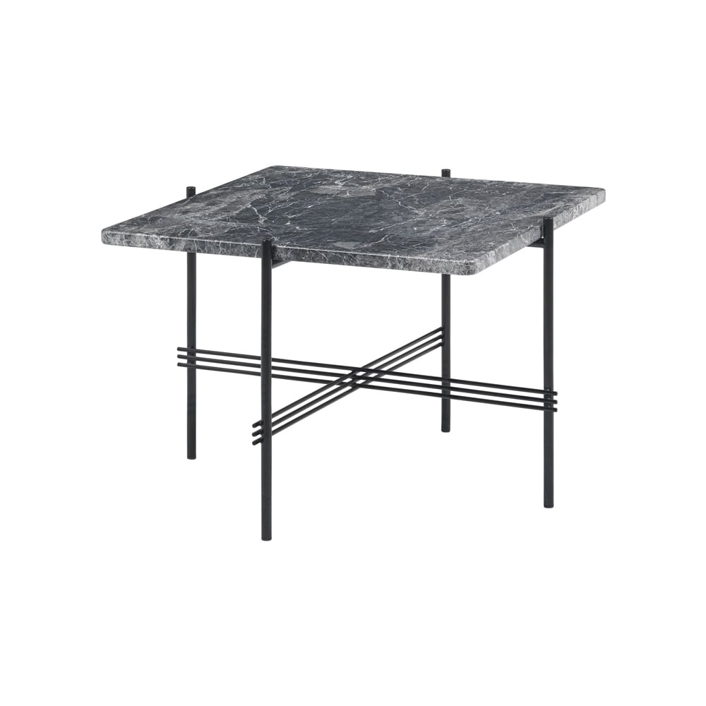 GUBI TS Square coffee table Grey emperador marble, 55x55 cm, black legs