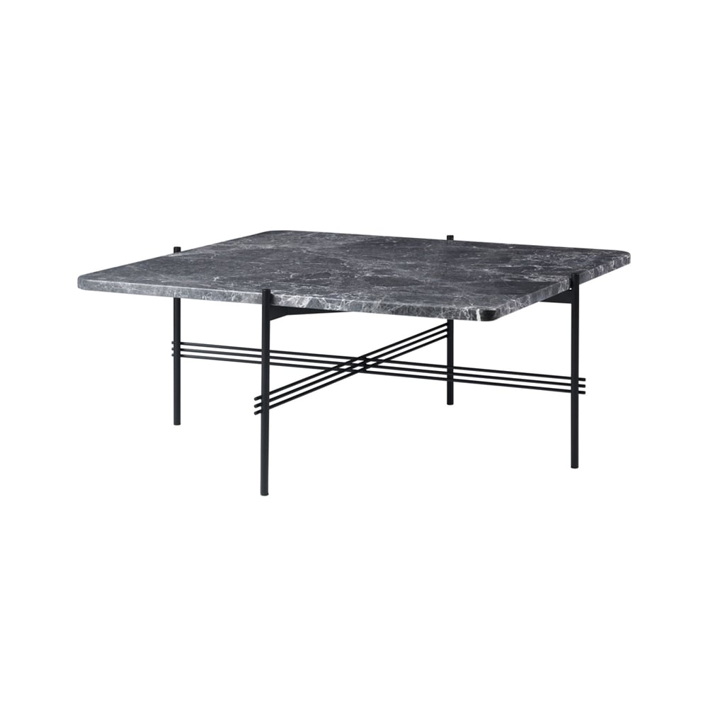 GUBI TS Square coffee table Grey emperador marble, 80x80 cm, black legs