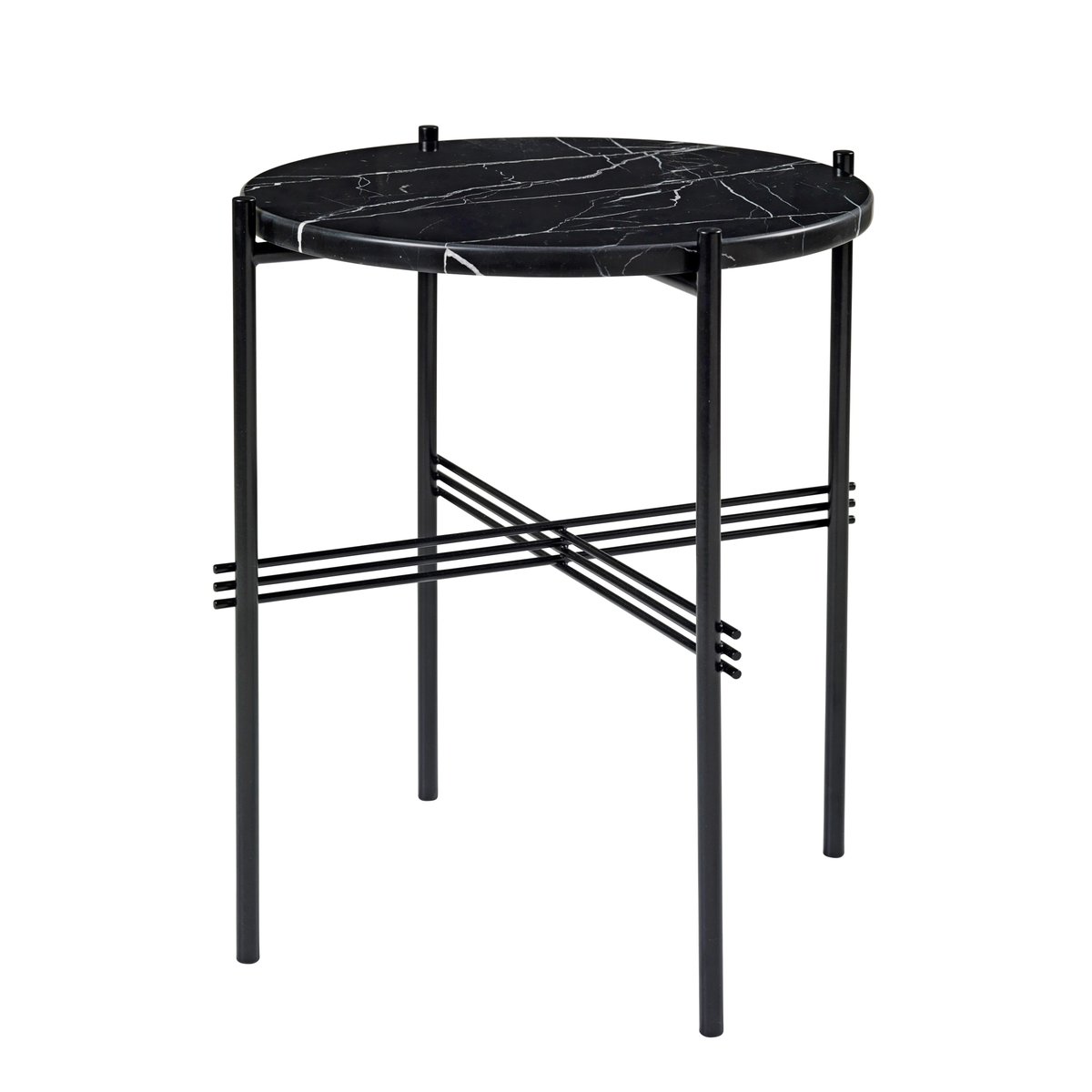 GUBI Ts table black legs O 40 Cm black marble