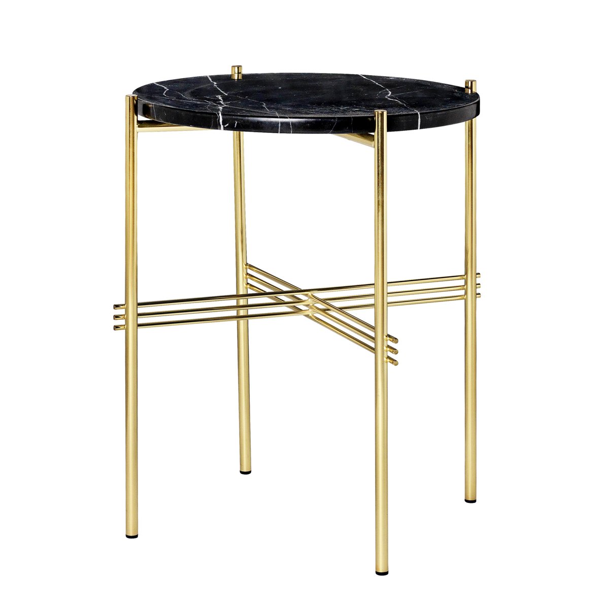 GUBI Ts table brass legs O 40 Cm Black marble