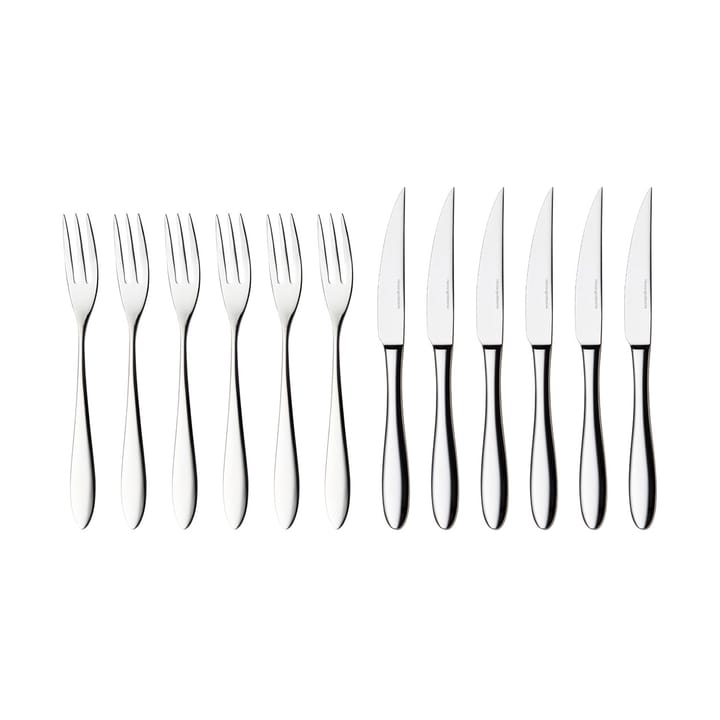 Fjord steak cutlery 12 pcs - stainless steel - Hardanger Bestikk